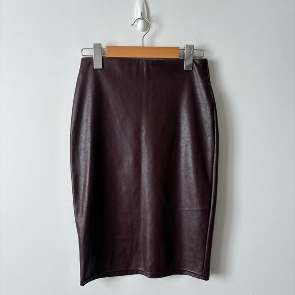 Aritzia Ten by Babaton Glow Skirt Vegan Leather Dark Burgundy Size XS - Picture 4 of 7